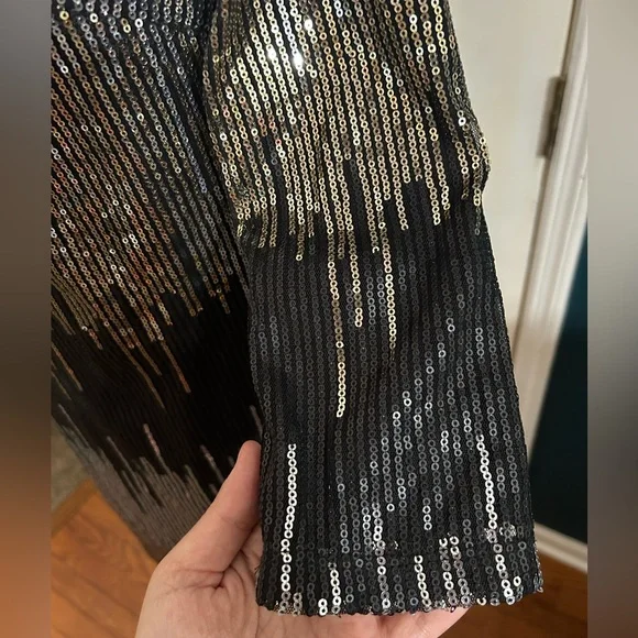 Black Gold and Silver Sequin Cocktail Dress Size 4 - Picture 3 of 7